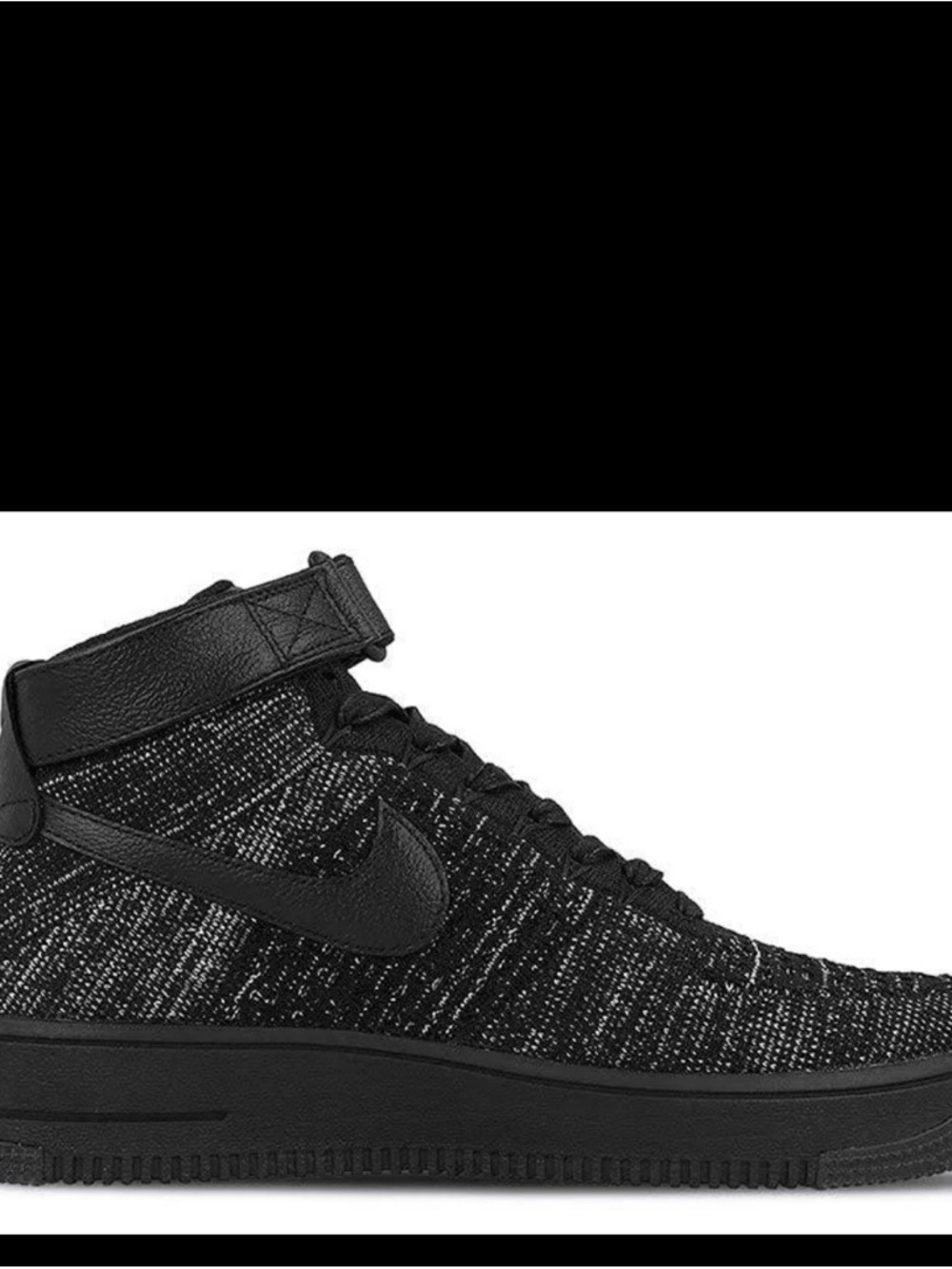 Nike Men’s Black/White High-Top Flyknit Sneaker with Ankle Strap